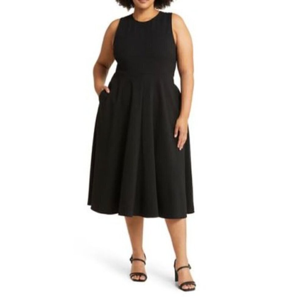 New Chelsea28 Women's Size 3X Cross Back Cutout Dress in Black